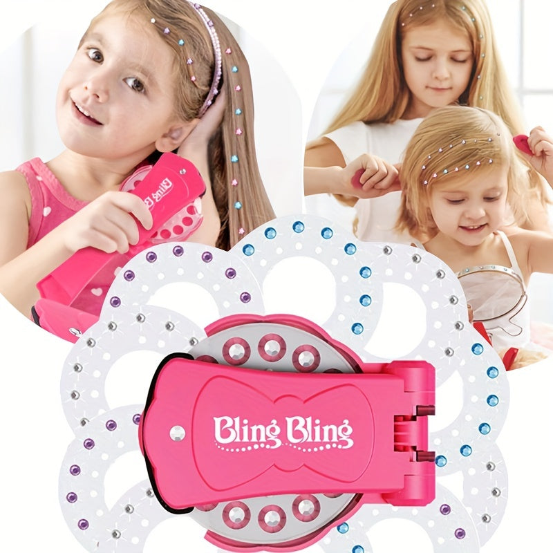 Girls Bling Stickers Toy Drill Machine Hair Styling Drill Machine