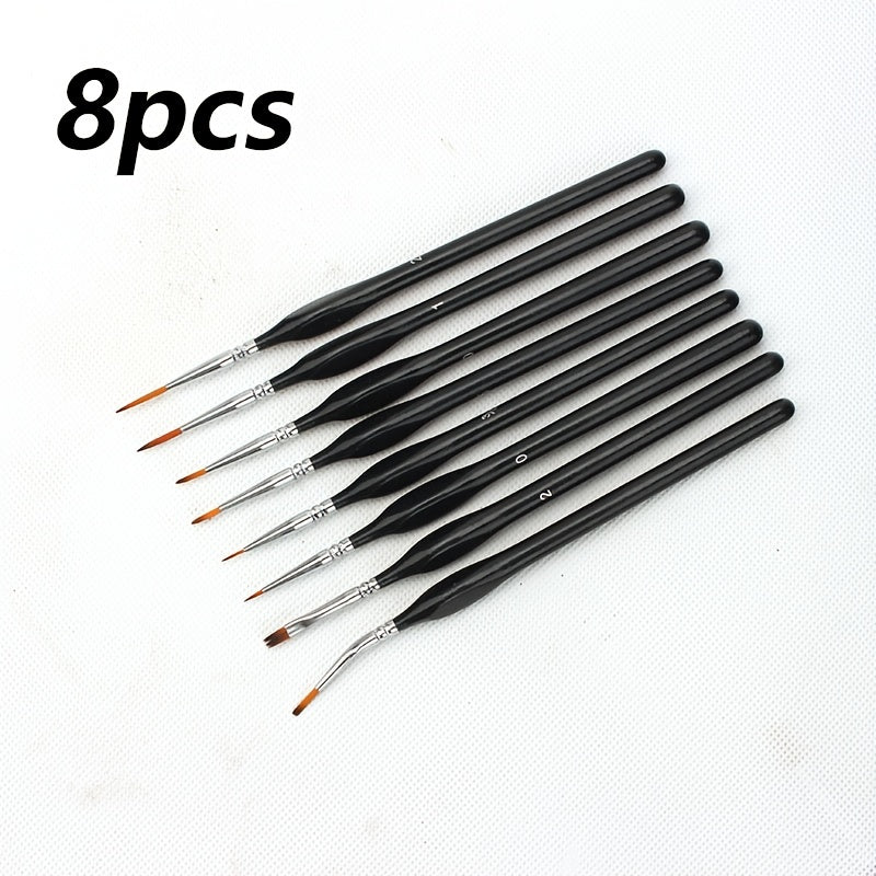 10pcs Triangle Rod Hook Line Pen 8 Detail Brushes with Elbow Outlining Pens