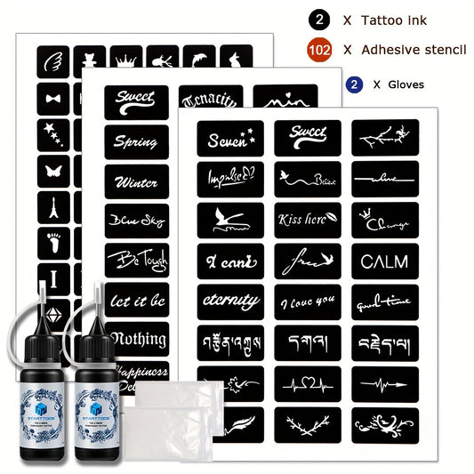 2 Bottles Semi-Permanent Tattoo Dye Paste for Men and Women