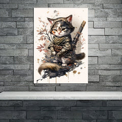 Baby Cat Samurai Watercolor Wall Stickers Nursery Decor