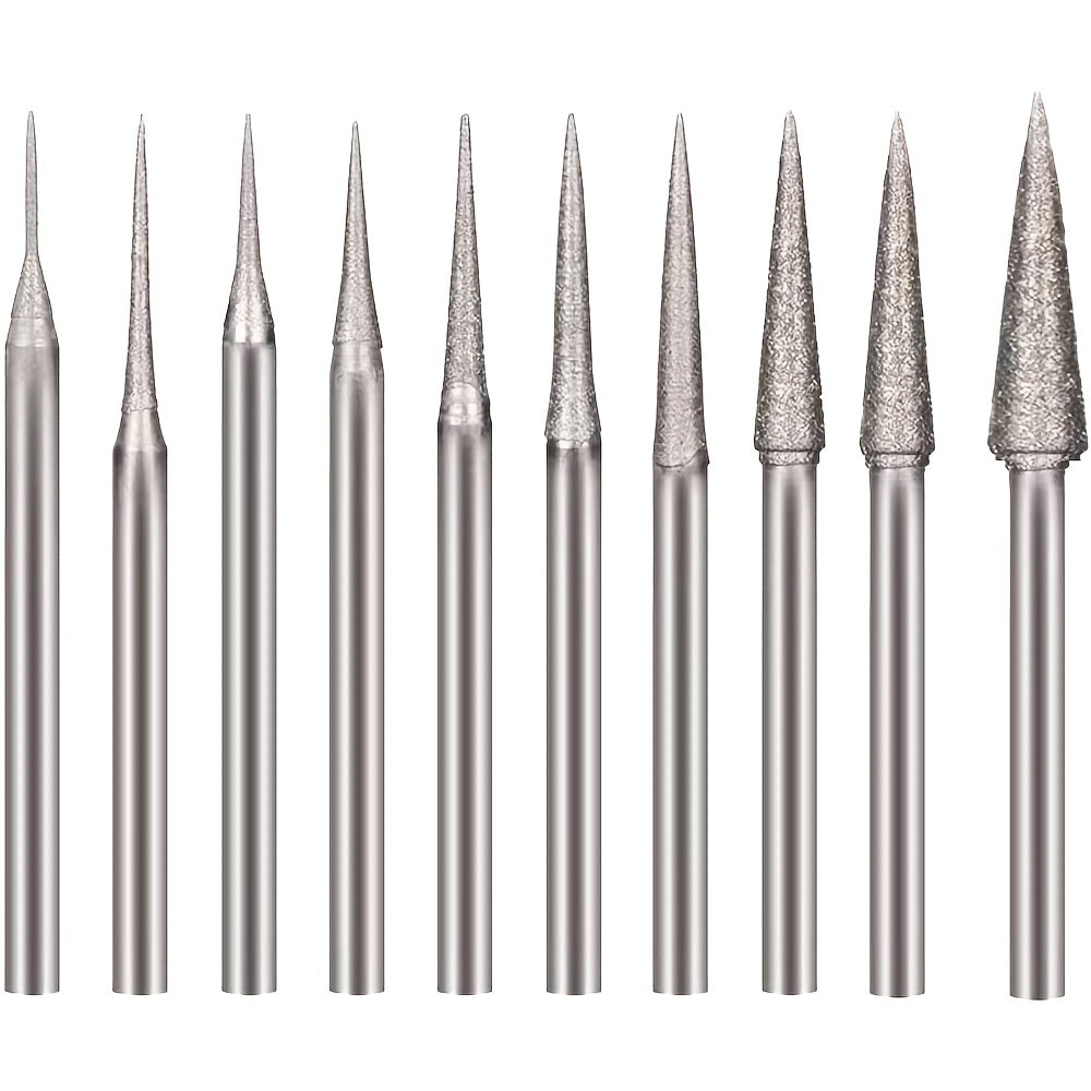 10Pcs Jade Carving Tools Diamond Grinding Bit Needle Set