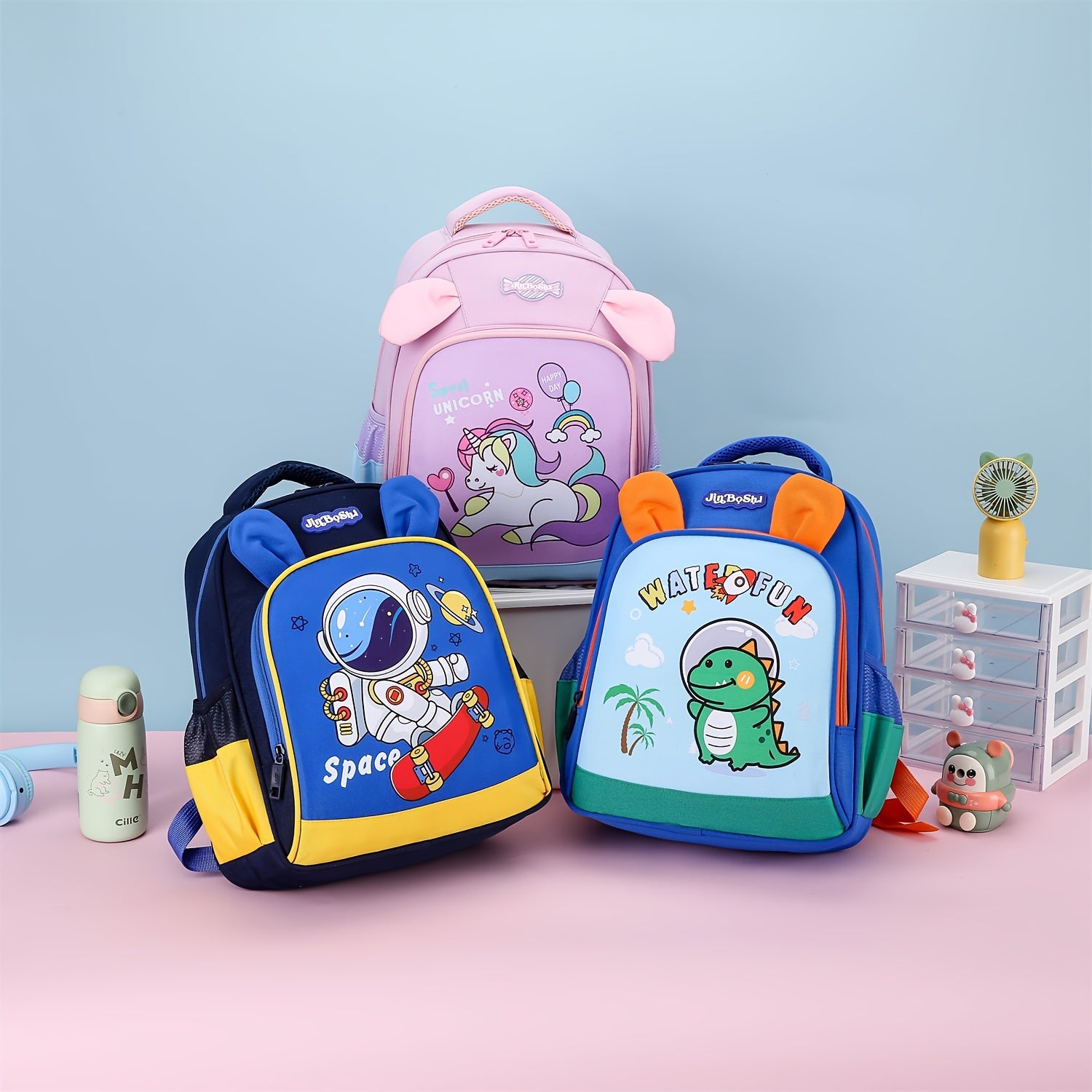 Unicorn Dinosaur Astronaut Backpack Large Capacity Lightweight Student Bag