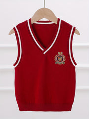 Boys V Neck Knitted Cotton Sweater Vest