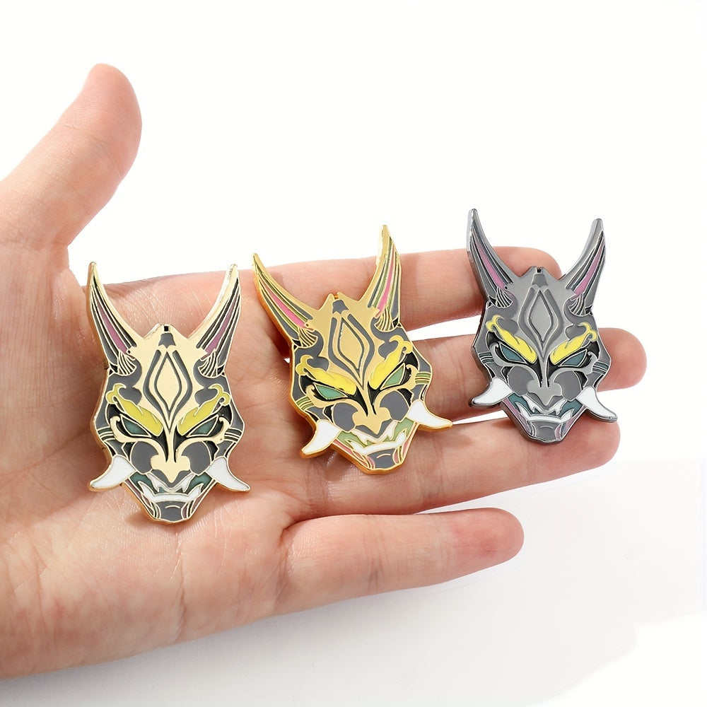 3pcs Cartoon Mask Brooches For Girls Enamel Brooch Fluorescent Metal Badge