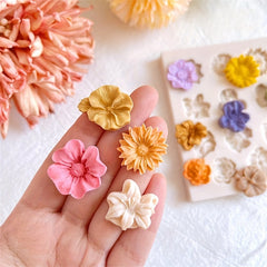 Daisy Silicone Mold for Polymer Clay Earrings, 1 Pc