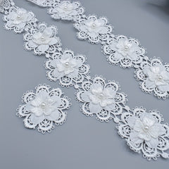 1 Yard Beaded Lace Ribbon Applique DIY Dress Wedding Decoration Sewing