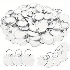 50pcs Metal Rim Key Tags 3.1 Cm Paper Labels Round Plastic Key Chain Tags