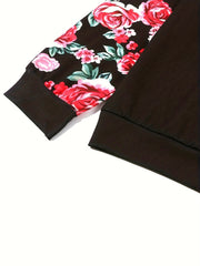 Floral Print Pullover Sweatshirt for Fall & Winter Women's Clothing