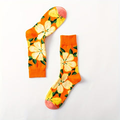 5 Pairs Floral Print Socks Women's Mid Tube Stockings