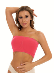 2pcs Seamless Bandeau Bras Soft Strapless Stretch Everyday Bra Women's Lingerie