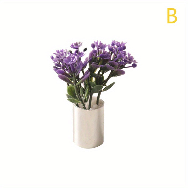 1/12 Dollhouse Purple Flower Potted Plant Bonsai Garden Decor Toy