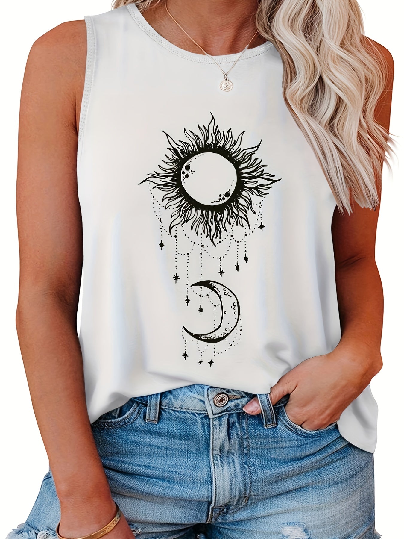 Sun & Moon Print Tank Top