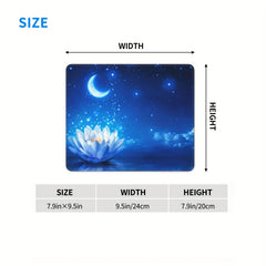 Lotus Pattern Mouse Pad 24x20cm Non-slip Rubber Stitched Edge