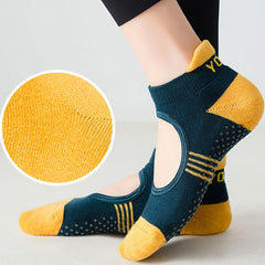 Letter Graphic Stripe Yoga Socks Anti-slip Athletic Ankle Socks