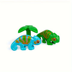 5pcs Small Particle Building Blocks Chameleon Lizard Climbing Pet Scene