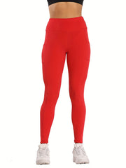 High Waist Yoga Leggings With Pocket Ribbed Knitting Crop Pants