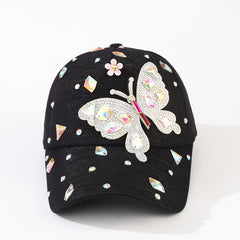 Argyle Butterfly Baseball Cap Outdoor Adjustable Casual Style Hat For Women Girl