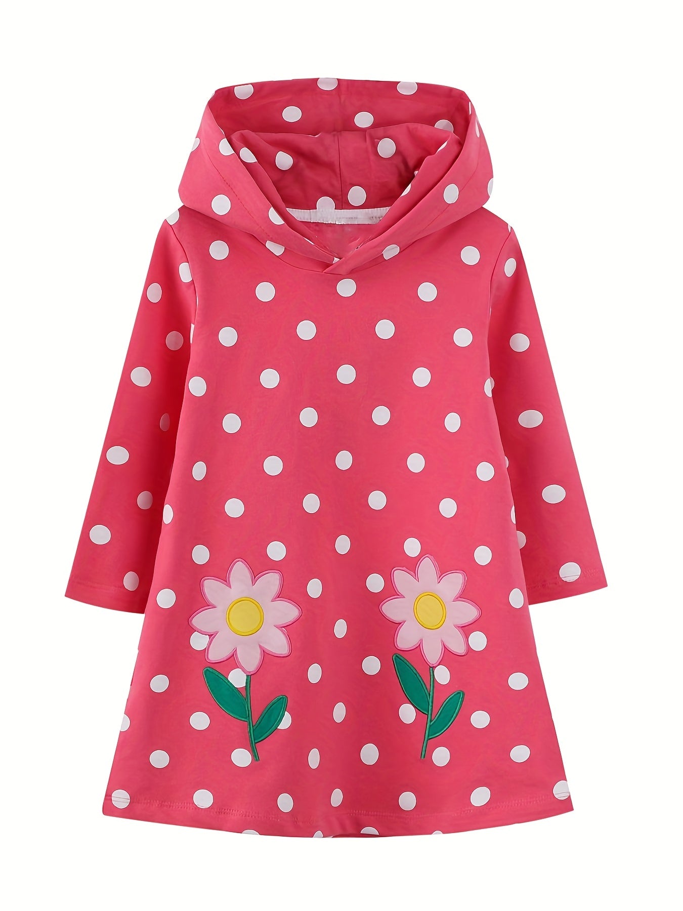 Girls' Unicorn Pattern Long Sleeve Sweatshirt Dress Cotton Hooded Dress