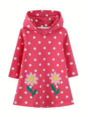 Girls' Unicorn Pattern Long Sleeve Sweatshirt Dress Cotton Hooded Dress