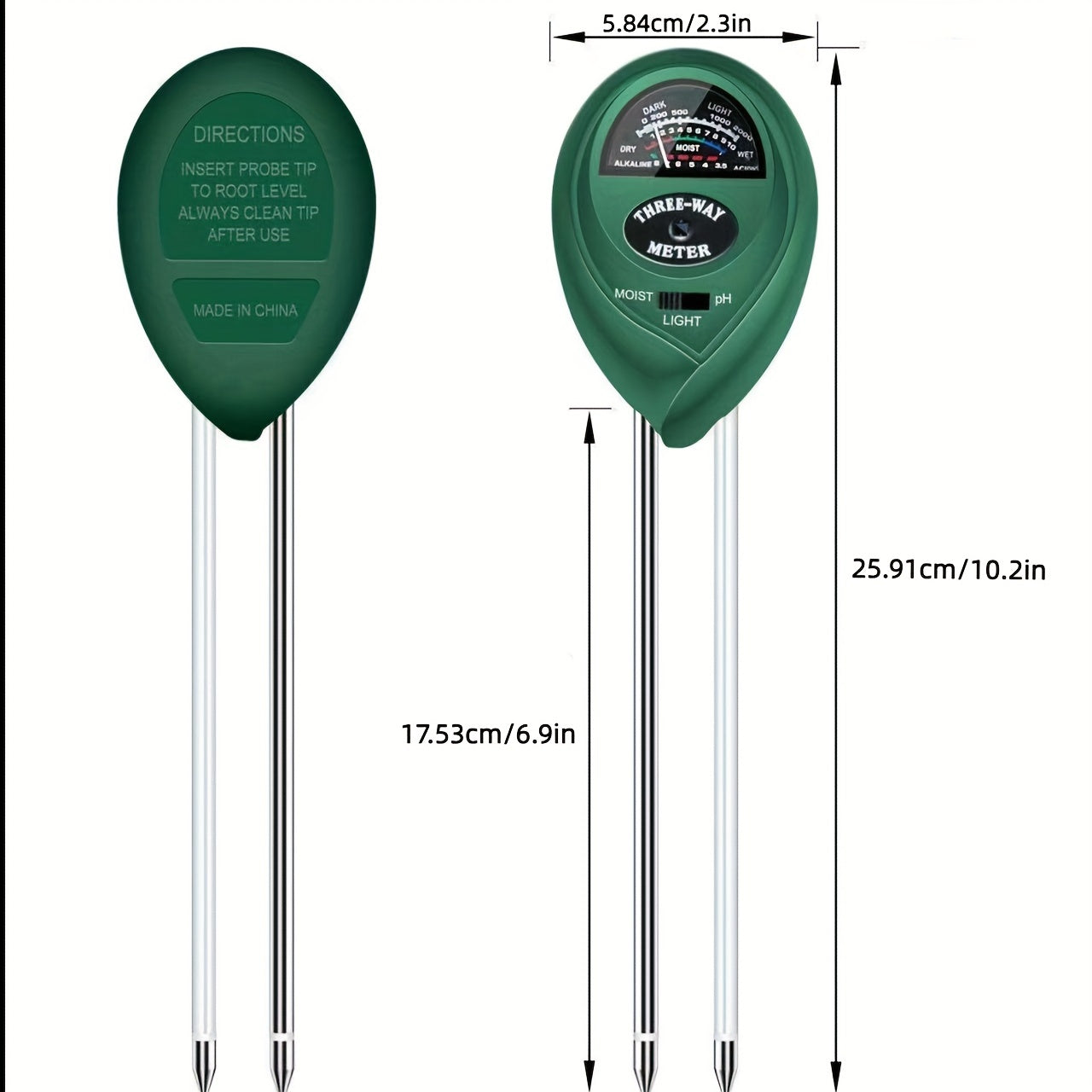 3-In-1 Soil PH Moisture Light Test Kit - Plant Water Meter