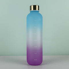 1L Leakproof Frosted Plastic Water Cup with Time Marker for Fitness Sports