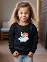 Angel Print Sweatshirt Girls Graphic Pullover for Kids Fall Winter