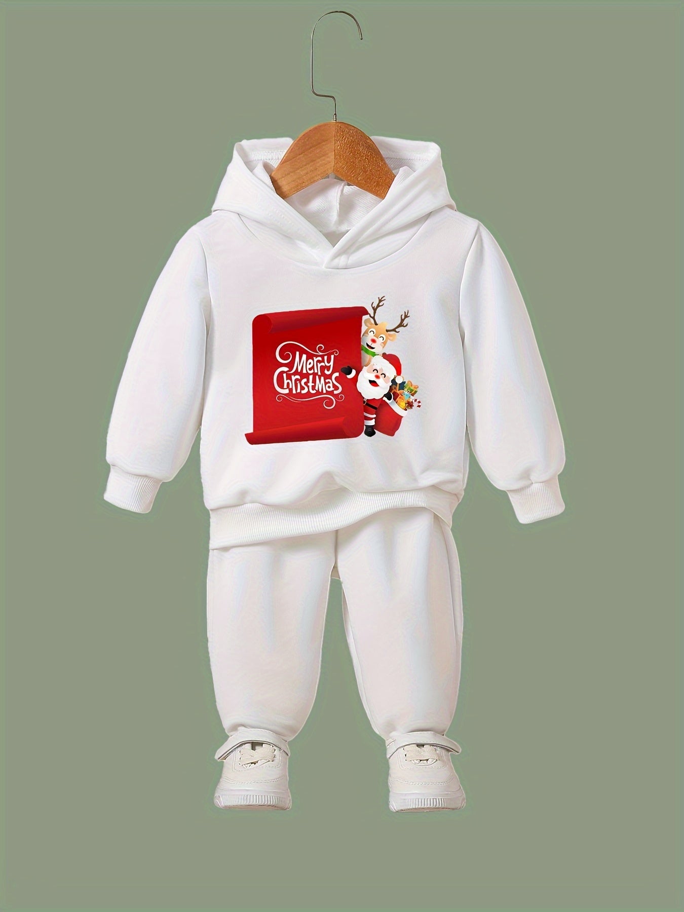 Girls Solid Hoodies Jogger Pants Set For Sports