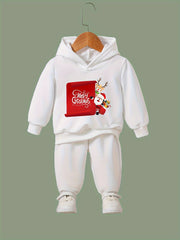 Girls Solid Hoodies Jogger Pants Set For Sports
