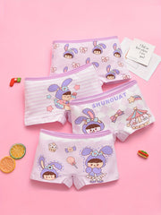 4pcs Girls Unicorn Print Panties Soft Comfortable Underwear