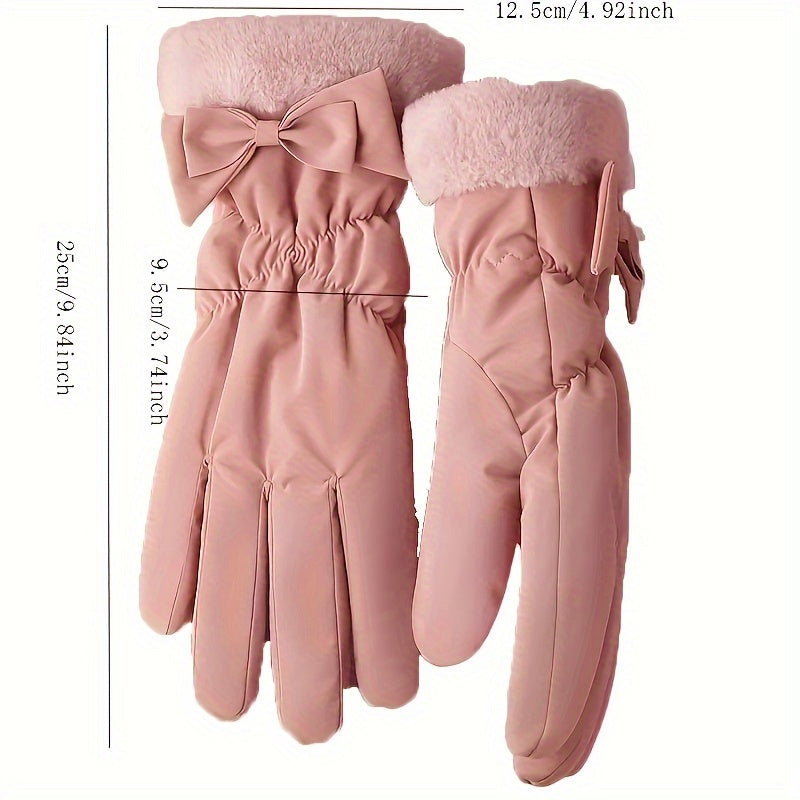 Warm Gloves With Bows - Cozy Winter Handwear