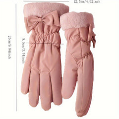 Warm Gloves With Bows - Cozy Winter Handwear