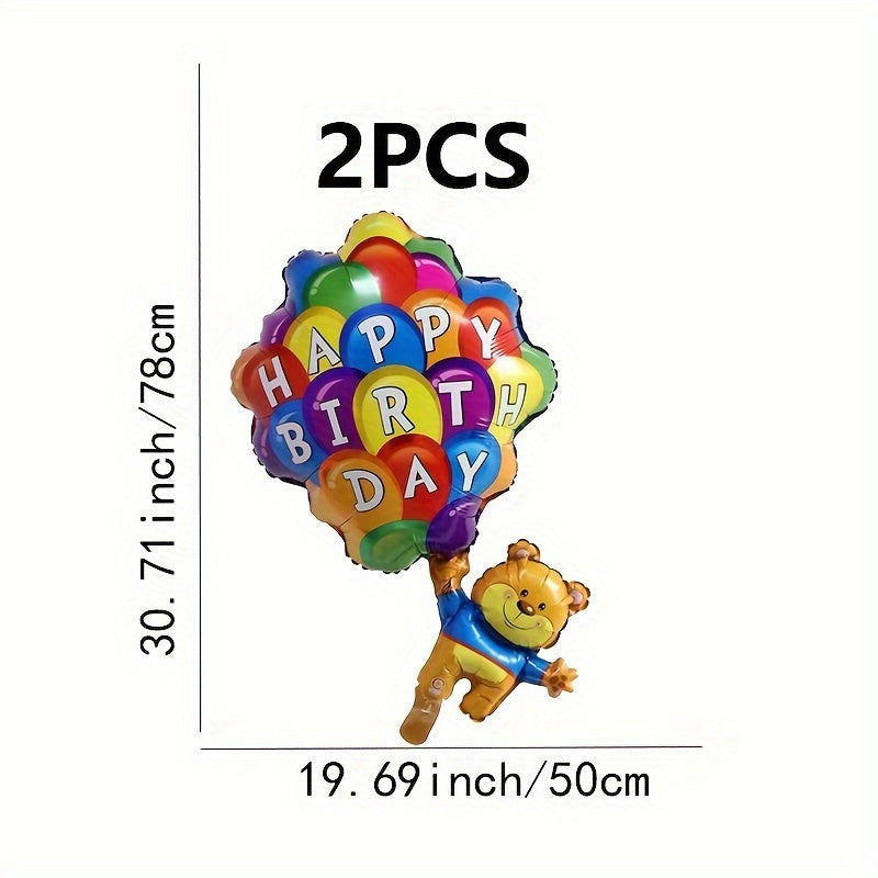 2pcs Birthday Parachute Bear Aluminum Balloon Room Decoration