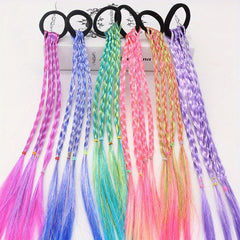 Colorful Ponytail Wig Hair Extension 6pcs Set Girls Hair Tie Accessory