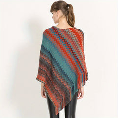 Bat Sleeve Pullover Striped Shawl Knit Wrap for Women