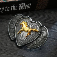 Western Cowboy Men's Heart Horse Belt Buckle