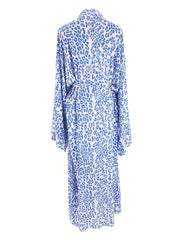 Leopard Print Maxi Cover Up with Belt