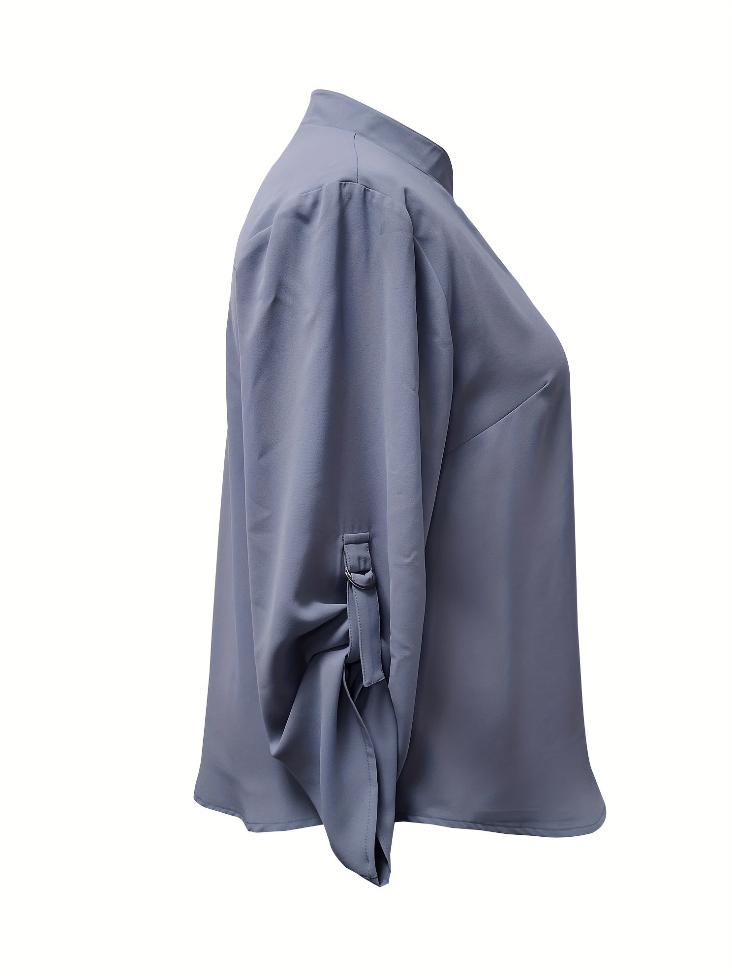 Solid Notch Neck Ruched Blouse