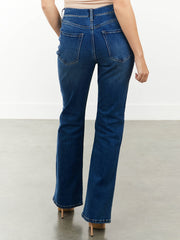 Bootcut Jeans Whiskering Mid Rise High Stretch Bell Bottoms Pants
