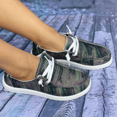 Tie Dye Green Walking Shoes Lightweight Slip On Flat Shoes