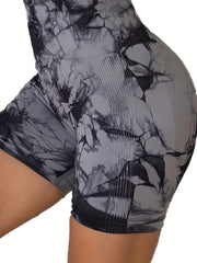 Tie Dye Seamless Butt Lifting Yoga Shorts High Waist Fitness Activewear