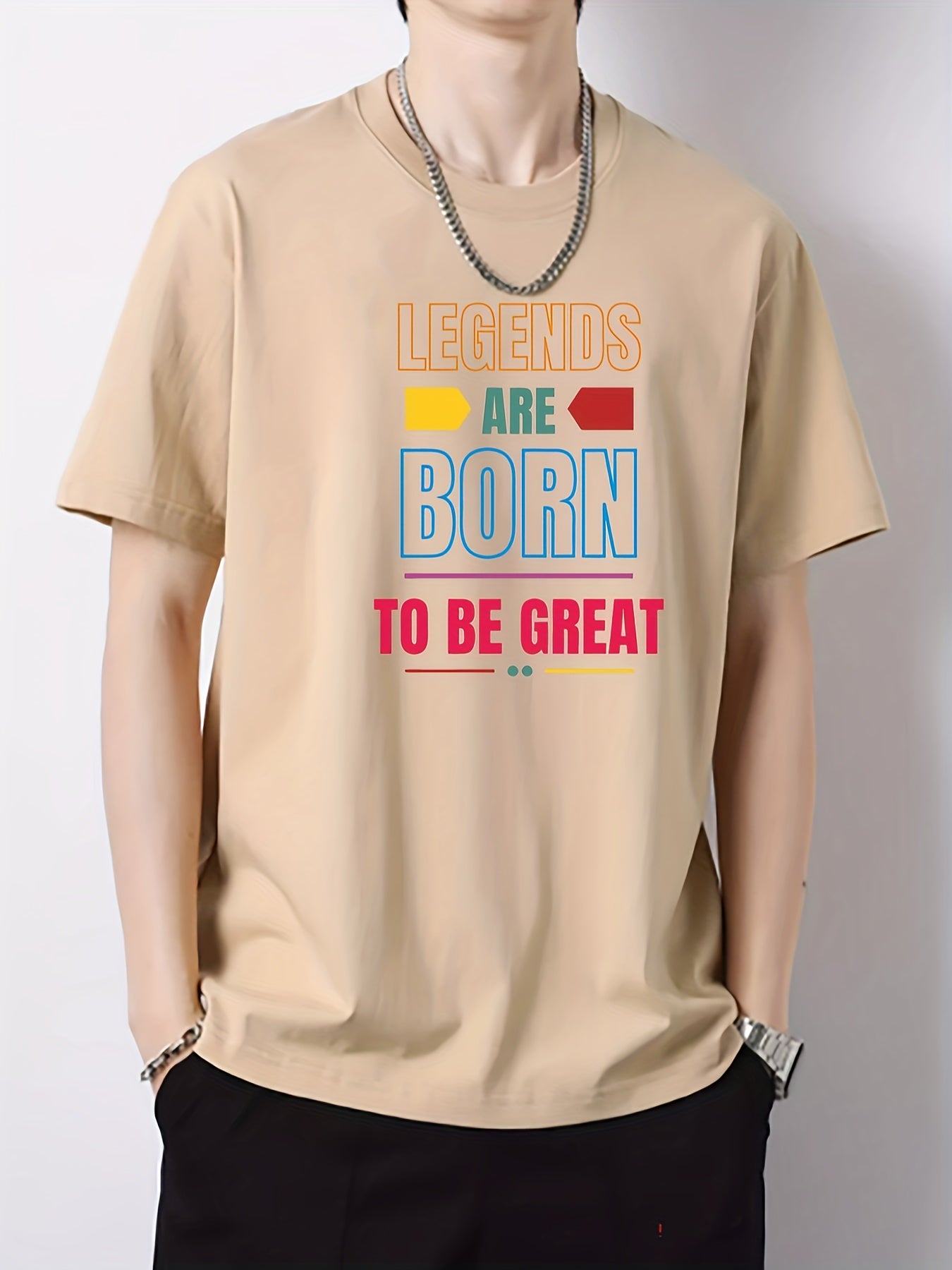 Men's Cotton Letter Print Crew Neck Active T-shirt