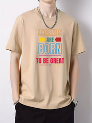 Men's Cotton Letter Print Crew Neck Active T-shirt