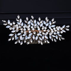 Crystal Leaf Bridal Hair Comb Alloy Wedding Accessory