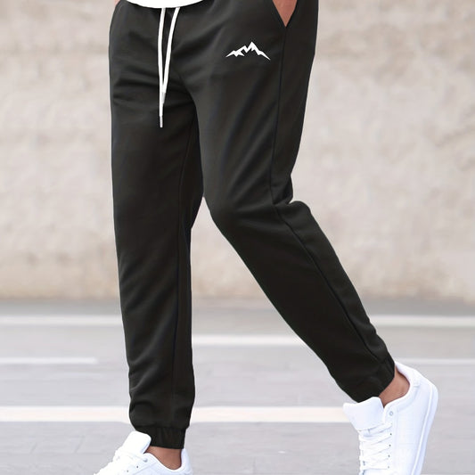 Mountain Pattern Joggers Men's Casual Loose Fit Waist Drawstring Pants