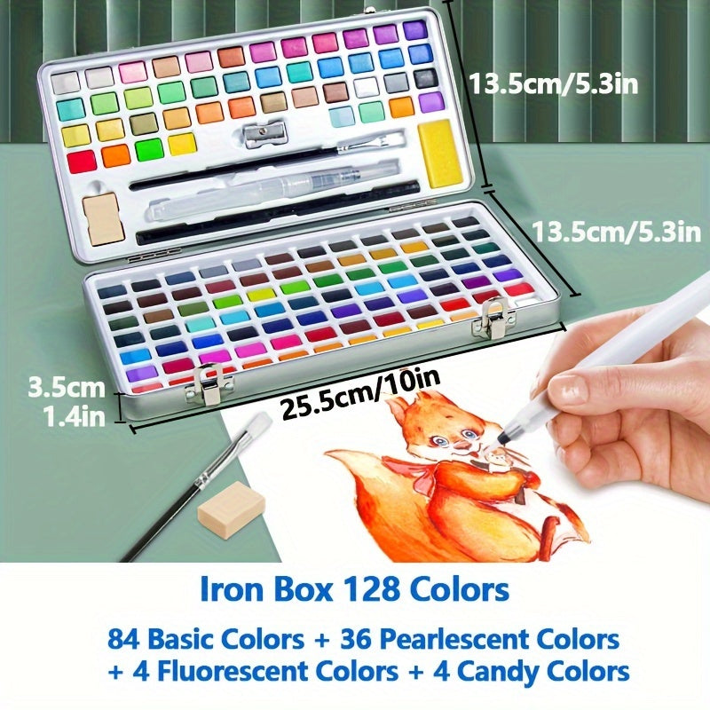 Solid Watercolor Paint Set in Metal Box 12 Colors