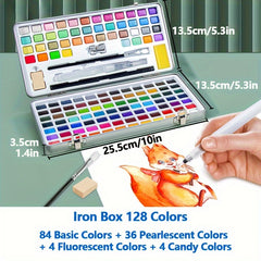 Solid Watercolor Paint Set in Metal Box 12 Colors