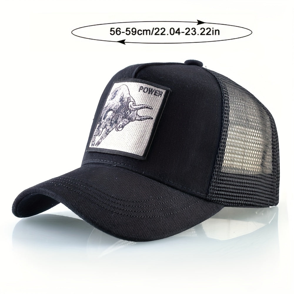 Embroidered Bull Baseball Cap for Men