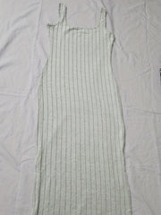 Split Ribbed Dress Sexy Solid Squared Neck Sleeveless Maxi Dress