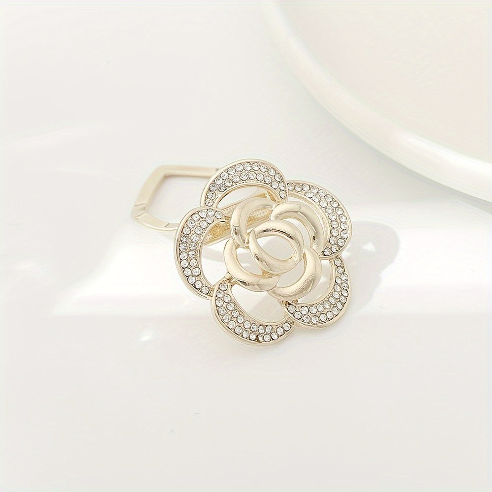 Rhinestone Buckle Silk Scarf Shawl Dress Decorated Pin Brooch