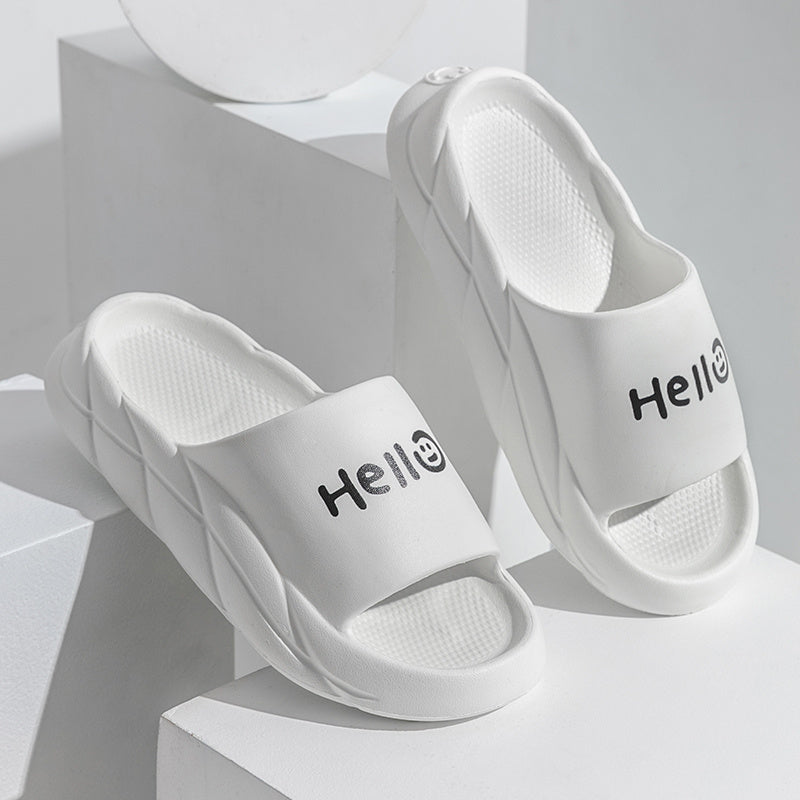 Letter Print Quick Dry Slides Couple Comfort Slippers